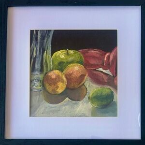 Handmade Hand Crafted Original Artwork Fruit & Vase Still Life Acrylic Painting